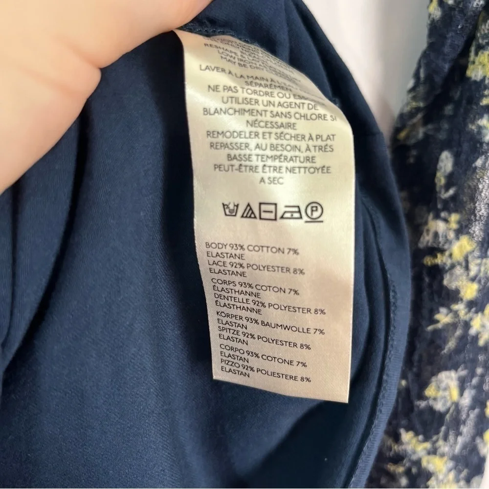 Free People Josie Long-Sleeve Top Indigo Blue Combo sz Medium